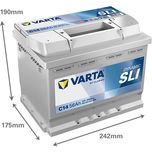 Type 027 Varta Dynamic SLI Car Battery 12V 56Ah (Short Code: C14) Varta DIN: 556 400 048)